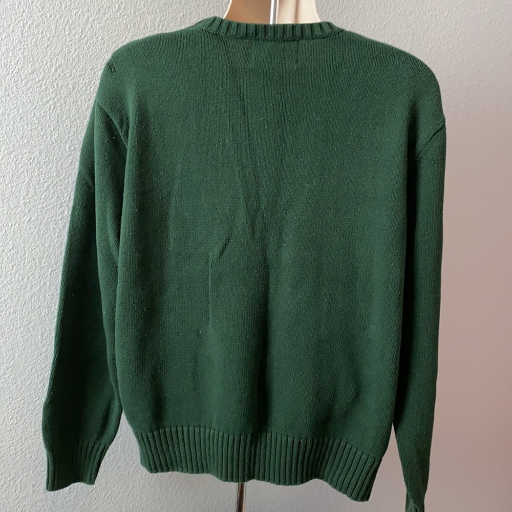 100% Cotton Skier Skiing Winter Green Sweater - Picture 2 of 4